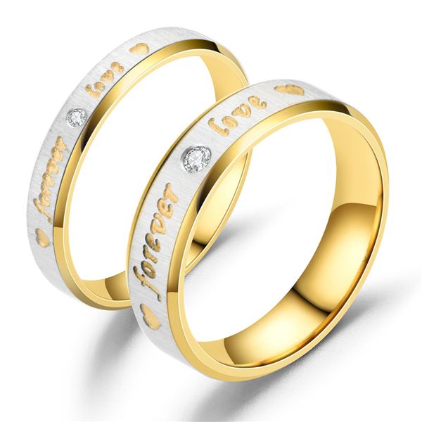 

wedding rings miqiao titanium steel ring forever love stainless couple for women men gold color lovers gift hr001, Slivery;golden