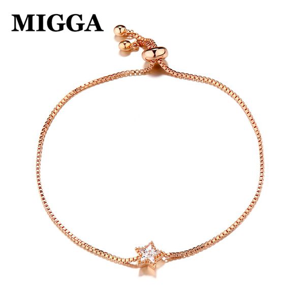 

migga 2020 cubic zircon crystal star charm chain bracelet for women fashion bracelet jewelry gold/silver color, Black