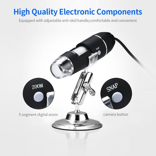 

1600x usb digital portable microscope for industrial view hand-held detecting with adjustable 8 led lights magnifier