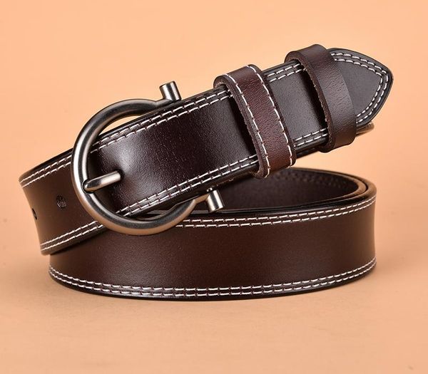 

fashion women's genuine leather belts novelty pin buckle retro style belt for women accessories 2.8cm w zk-065, Black;brown
