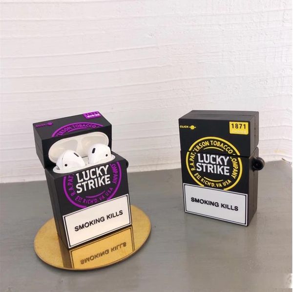 

fashion cool popularity lucky cigarette headphone case for apple airpods pro 3 1 2 silicone wireless bluetooth headset cover box