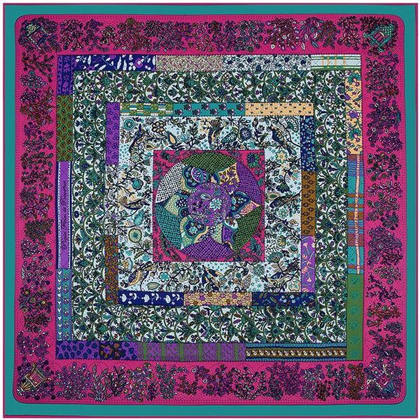 

scarfs print new twill femal bandana square silk brand womens luxury large provence 130cm in foulard flowers hijab scarf scarves uhied, Black
