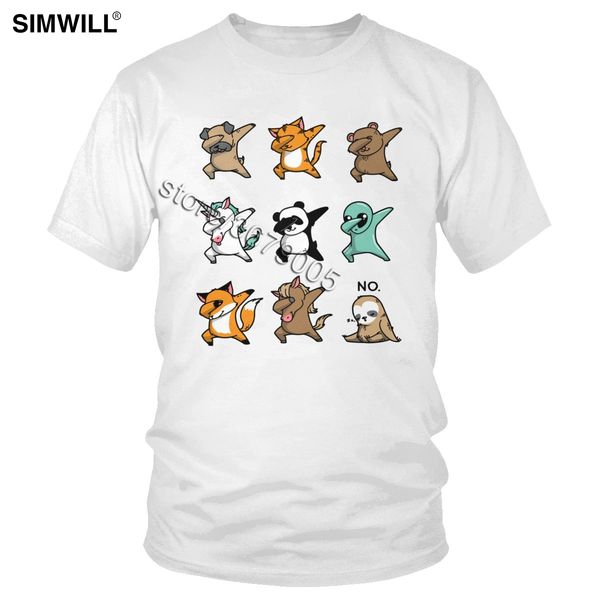 

funny t shirt men dabbing animal party tee short sleeved cotton cute dog cat panda sloth fox alien casual t-shirt gift clothing