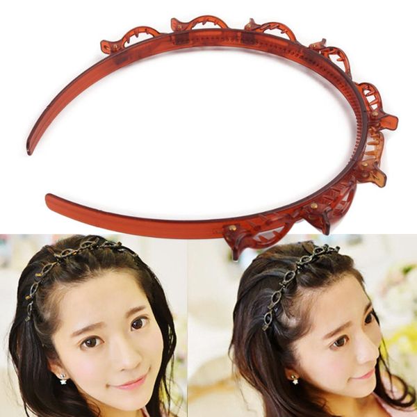 Женщины Мода Двойной слой Bang Hair Clips Hairpins Hoop Hoodband Головные уборы Волос Эмпондующая Голова Голова Bezel Hood Hoop Band