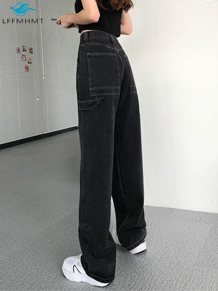 

women's jeans female black summer fashion high waist slim fit denim pant for women office lady casual loose wide leg wild jean trousers, Blue