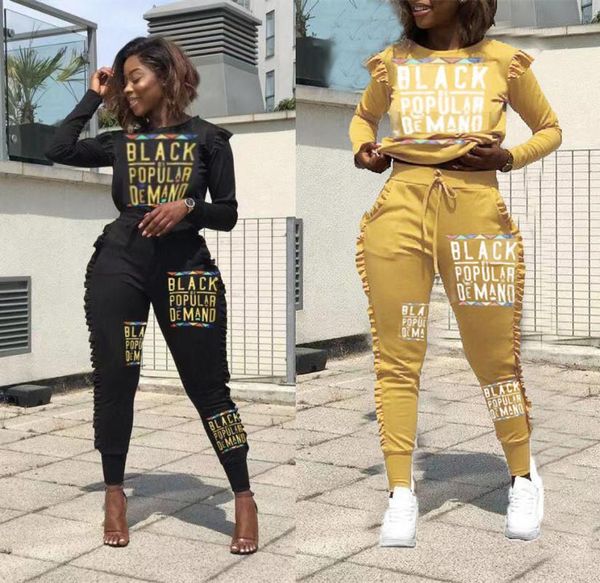 

sets casual panelled pleated two piece pants females casual suits letter print womens designer two piece, White