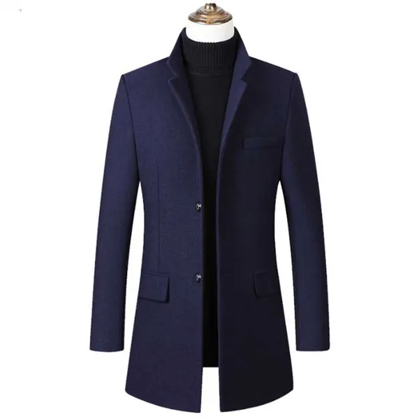

men's wool & blends long woolen coats jackets black casual thick casaco clothing sobretudo abrigos jaqueta masculina slim fit erkek kab