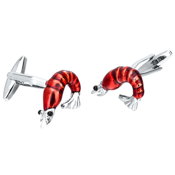 

3d red shrimp lobster животных brass запонки смешные мужские запонки ювелирных изделий, Silver