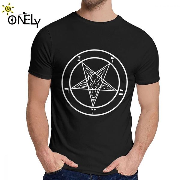 

inverted pentagram baphomet goat head tee shirt leisure streetwear man's retro natural cotton s-6xl plus size homme t shirt