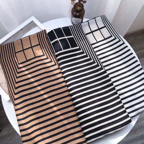 

2020 fashion stripe winter scarf women cotton warm foulard lady scarves thick soft bufanda shawls wraps, Blue;gray