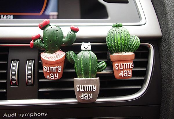 

creative cactus car aroma diffuser fragrances for car air fresheners flavoring in auto perfume smell accessory air vent clip