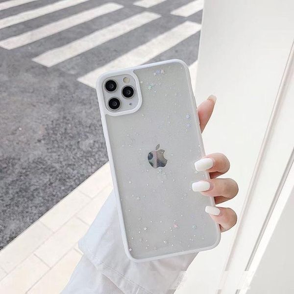 

candy color glitter stars phone cases for iphone 11 pro max xr x xs 7 8 plus case for iphone se 2020 shiny clear back cover