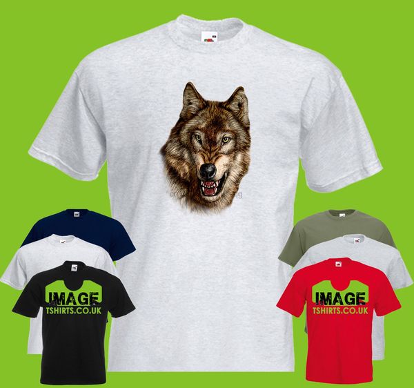 

wolf snarl mens printed t-shirt animal head wildlife