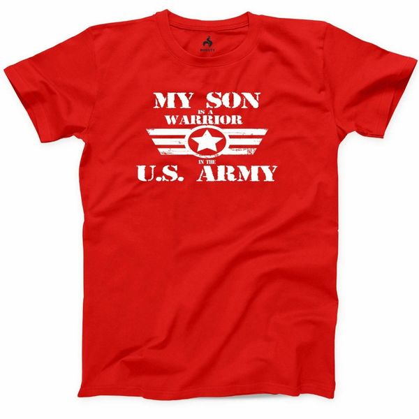 

my son is a warrior t shirt proud army mom dad marines navy military graphic tee2019 man's op neck designer adults casual tee