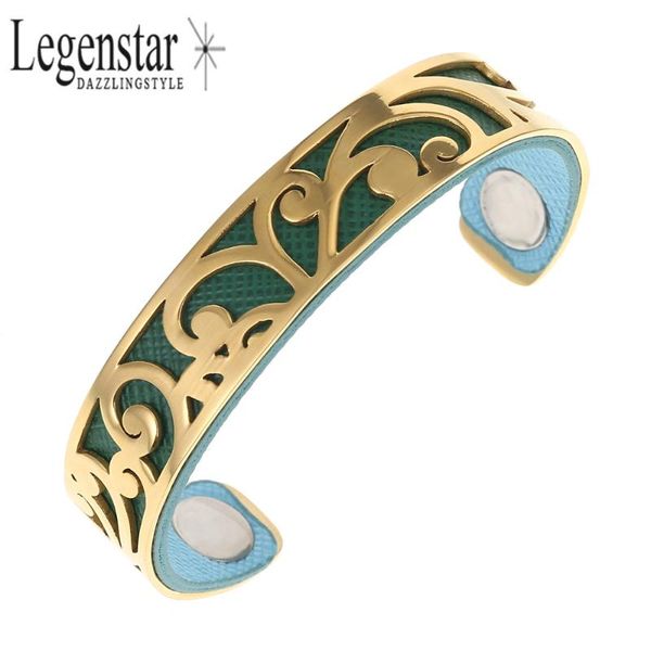 

legenstar gold color &bracelet for women stainless steel bracelet 10 color interchangeable leather wrist pulseiras, Black