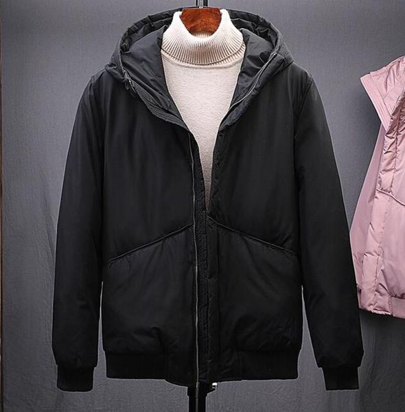 

winter duck down jacket men thick warm windbreaker winter coat men casual hooded solid color short mens outerwear m-3xl, Black