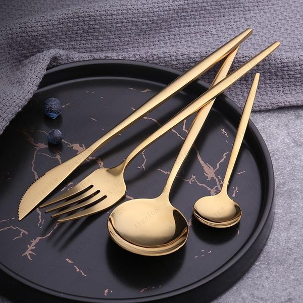 

stainless steel mirror tableware gold knife meal spoon fork tea spoon flatware simple exquisite western dinner cutleries 4 colors