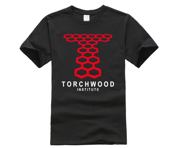 

casual o-neck loose summer t shirt for men doctor who torchwood university linear logo mens white black t shirt size