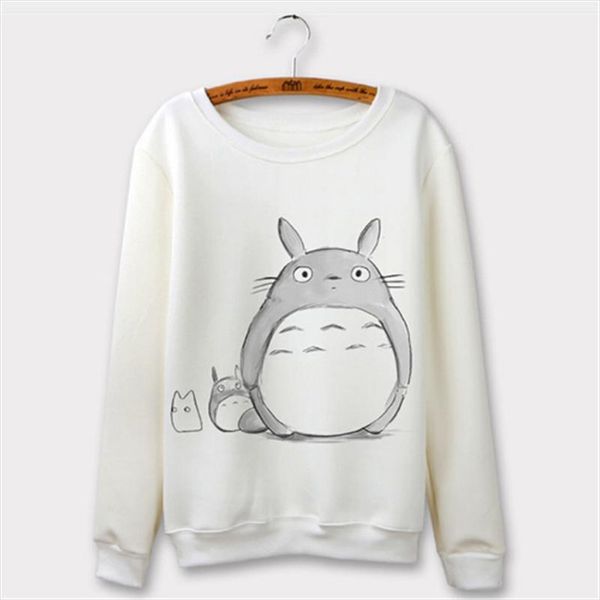

тоторо hoodie женщин блуза 2020 harajuku мультфильм печати толстовка с длинным рукавом осень одежда sudaderas mujer o шеи hoody, Black