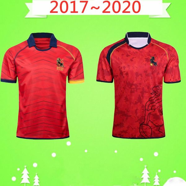 

2017 2020 spain rugby jersey home national team rugby jersey 17 20 men s rugby home court away game red jerseys souvenir tshirt, Black;gray