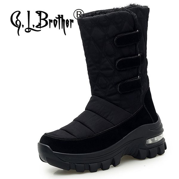 

g.l.brother women snow boots platform 2020 outdoor waterproof woman snow boots women winter shoes, Black