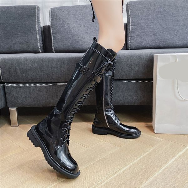 

round toe zipper shoes fashion boots woman low heels booties leather booties winter footwear boots-women punk autumn rubber, Black