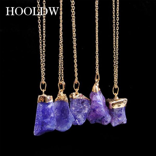 

chains hooldw rainbow natural stone crystal pendant necklace irregular quartz pendants gold color necklaces jewelry for women, Silver
