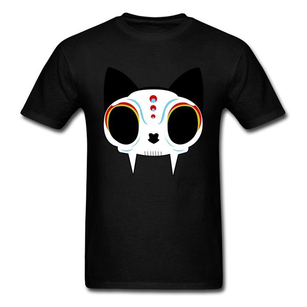 

cat skull t-shirt custom men t shirt chic black tshirt short sleeve hip hop tees cotton clothes cartoon print wholesale