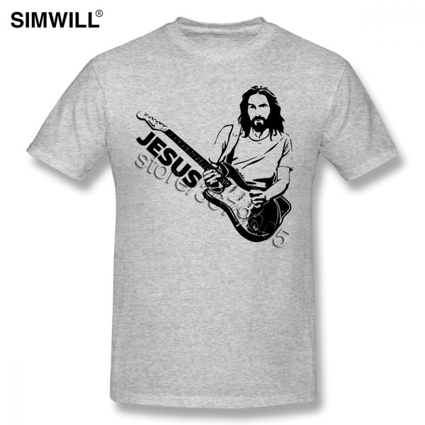

jesus play guitar t shirts novelty graphic regular fit shirts male short sleeve o neck rock t shirt cotton clothing friend gift