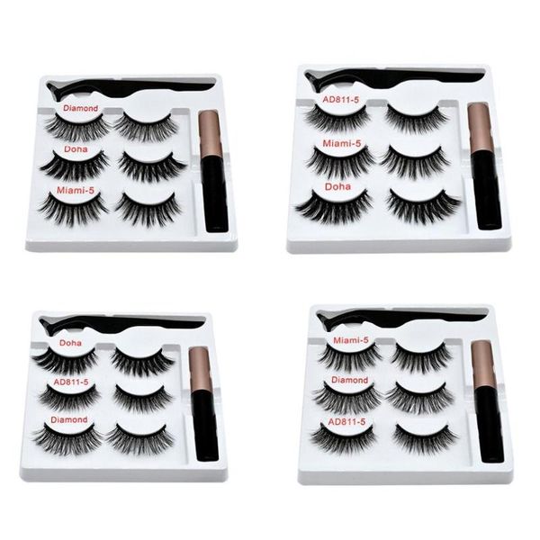 

false eyelashes magnetic eyeliner magnet eyelash set 3 pairs of + tweezers