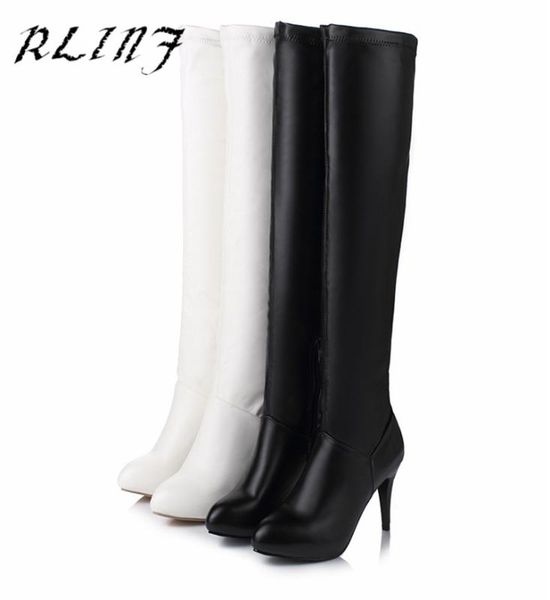 

rlinf high tube solid color over the knee boots elastic boots high heel knight women's, Black