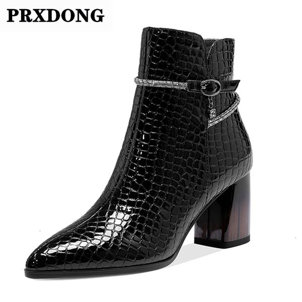 

new fashion square high heel zipper black wine red shoes woman ankle boots high qulaity patent leather winter women ankle boots