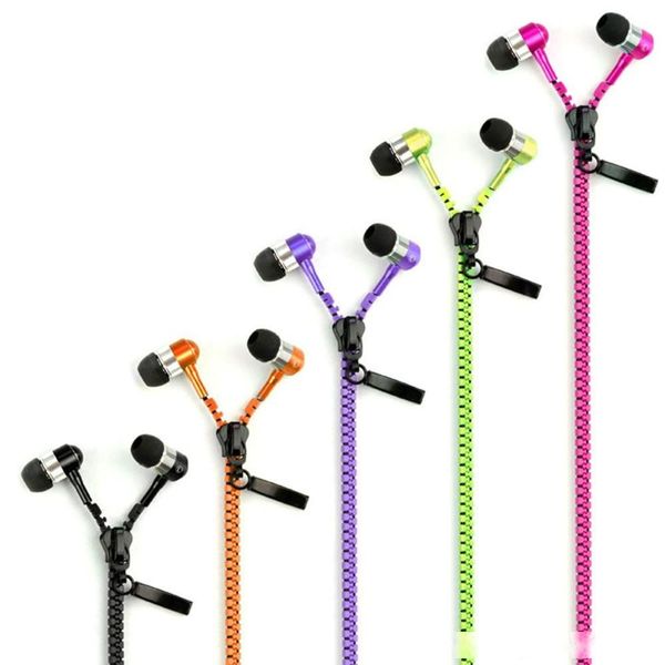 

zipper headphone in ear headphone 3.5mm in-ear zip earphone control talk metal earphones for iphone mp3 mp4 player colorful selling