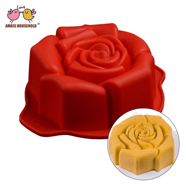 

amais rose silicone mousse pan cake mold non-stick baking decoration tools silicone forms bakeware 3d silicone mold b