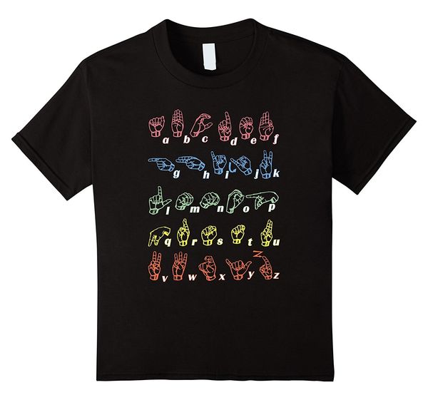 

2019 new summer охладить tee рубашка жестового языка t-shirt asl учитель ручной алфавит обучения tee хлопок футболки
