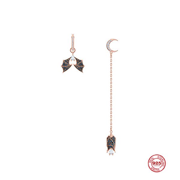 

stud 2021 fashion charm sterling silver original copy, asymmetric design mysterious bat earrings female luxury jewelry gift, Golden;silver