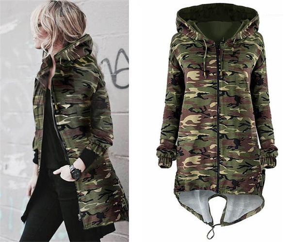 

slim fleece hats coats warm long coat womens autumn winter jackets new fashion camouflage hoodie coat, Black;brown