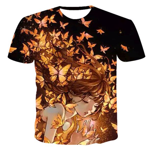 

summer men 3d anime illustration printing breathable printing 3d print shirts harajuku horror plus size men clothing