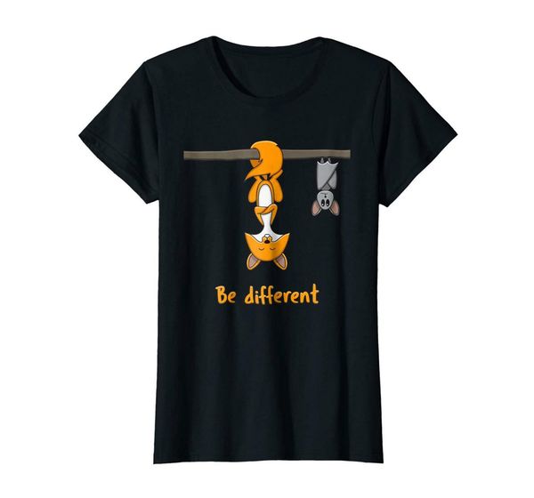 

be different funny red fox black t-shirt s-3xl harajuku funny tee shirt