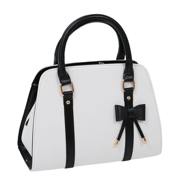 

womens vintage hobo messenger handbag shoulder bag tote with bow-white