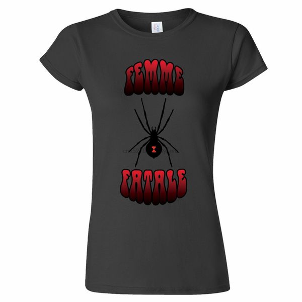 

femme fatale black widow design womens t shirt spider rock present metal punk