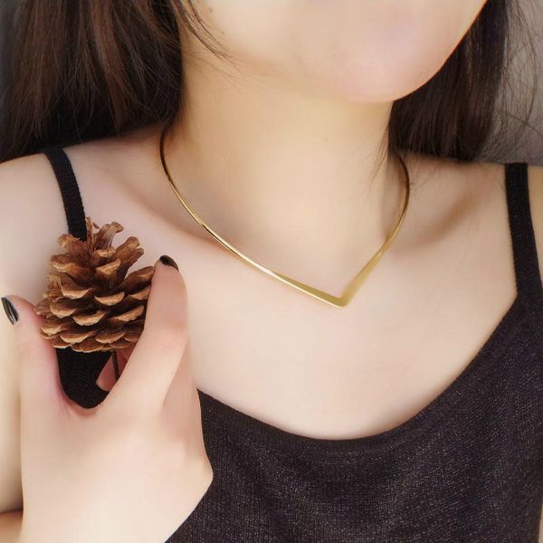 

v chokers necklaces for women choker fashion necklaces alloy jewelry gift heart-shaped open collar fashion jewelry, Golden;silver