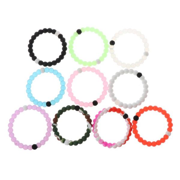 

charm bracelets 10 colors assorted rainbow stretchy silicone bead friendship jewelry, Golden;silver