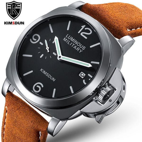 

luxury brand sport watch men waterproof quartz brown leather wrist watch men army clock male relojes hombre hodinky, Slivery;brown