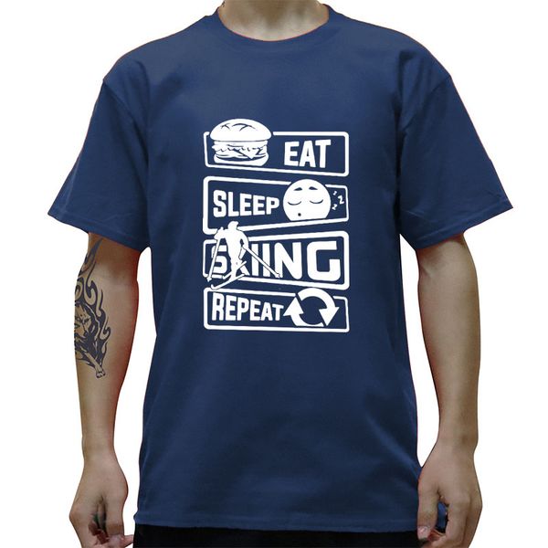 

novelty eat sleep ski sking t-shirt men cotton streetwear oversized short sleeve round neck hip hop t shirt tshirt camiseta