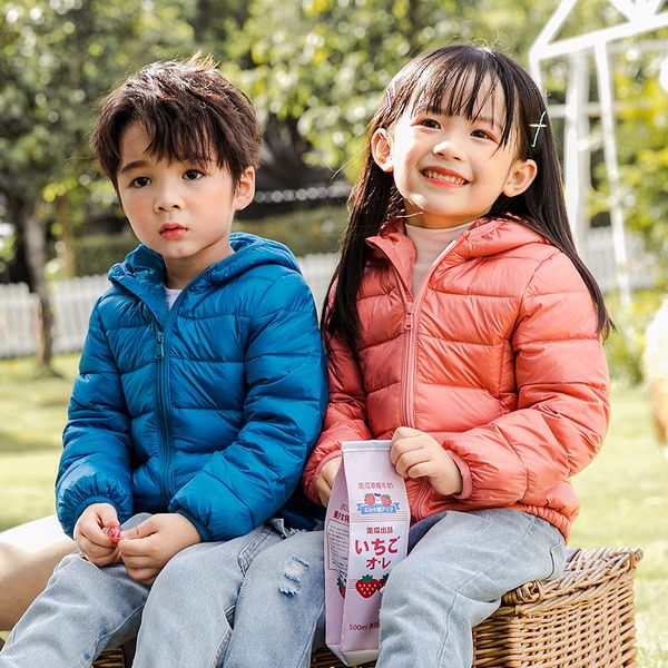 

2020 new winter children's down jacket boys girls thin and light candy color outwear for kids 2-8 years toddler clothes c0924, Blue;gray