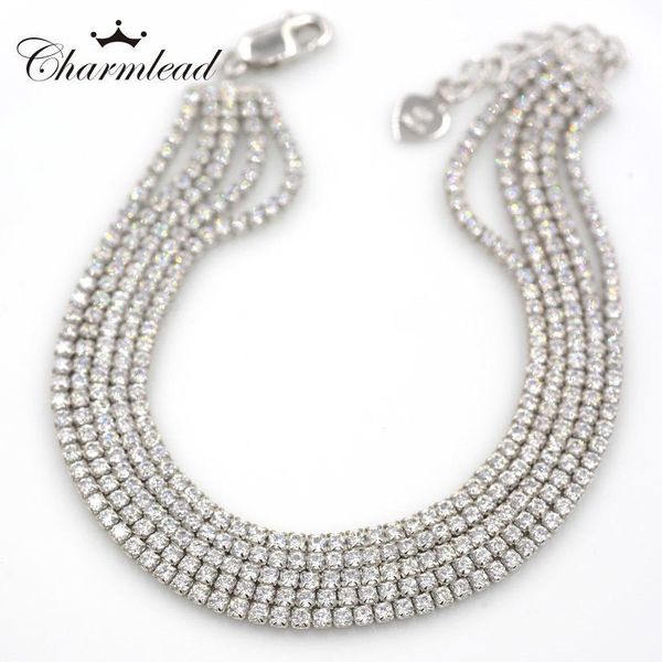 

charmlead new shine cubic zircon stone authentic 925 sterling silver bracelet fashion lady party bracelets women jewelry j 190429, Golden;silver