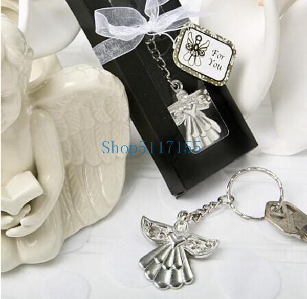 

party favor (100pcs/lot)+ wedding souvenir guardian angel key ring silver keychain baby shower favors