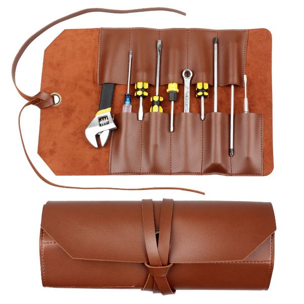

portable leather tool roll up pouch multi-function storage bags for knife/hardware/screws repair tool bags
