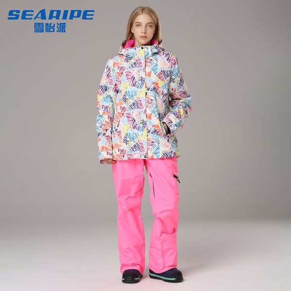 

skiing jackets searipe -30 women snow wear clothing snowboarding suit sets waterproof windproof winter mountain ski jacket and pant
